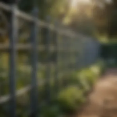Durable metal fence in a garden setting