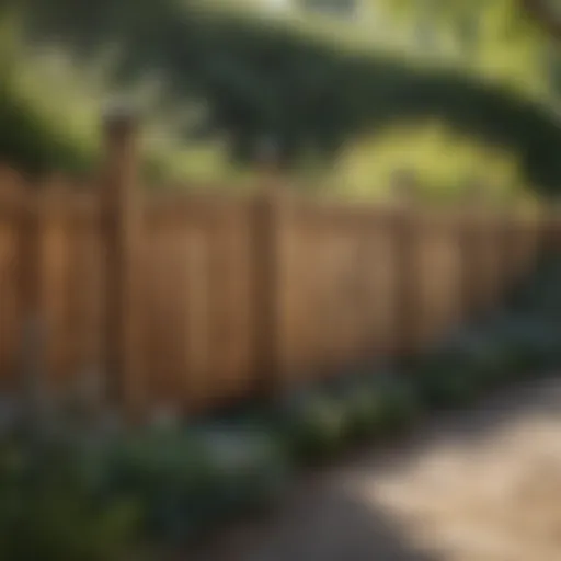 A stylish wooden fence surrounding a garden