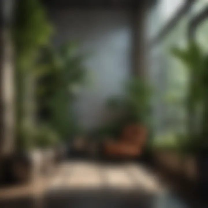 Aesthetic indoor space featuring tall greenery