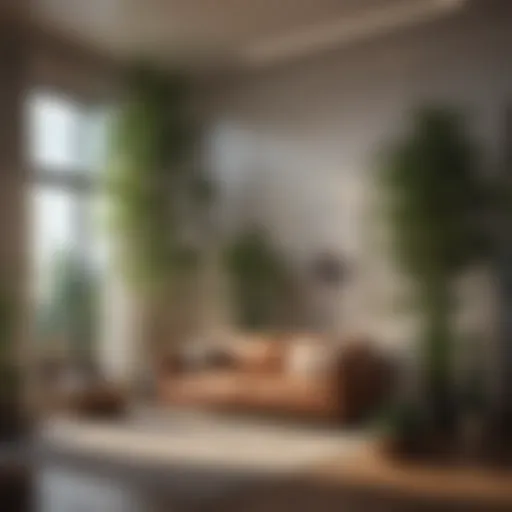 Lush tall indoor plant in a stylish living room
