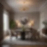 Elegant dining room with modern furnishings and ambient lighting