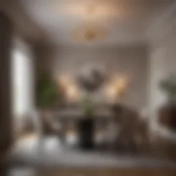 Elegant dining room with modern furnishings and ambient lighting