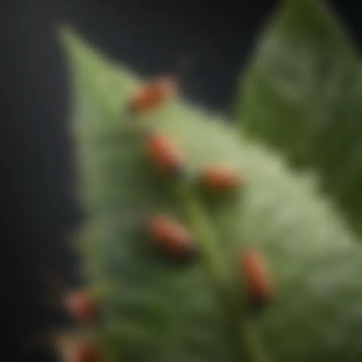 Close-up of aphids on a plant leaf