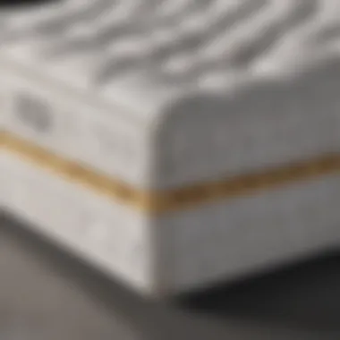 A detailed view of a firm mattress with supportive layers