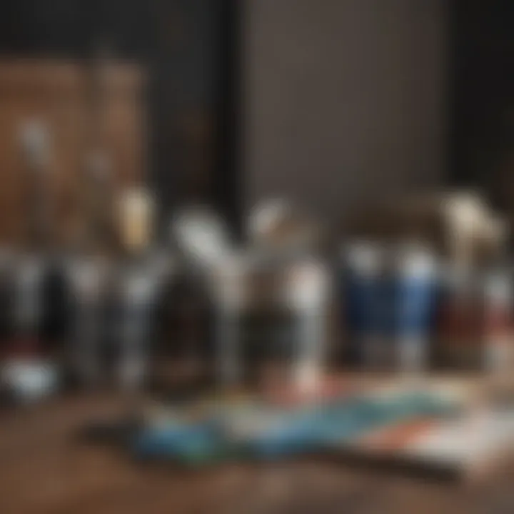 Selection of high-quality paints and tools for house painting