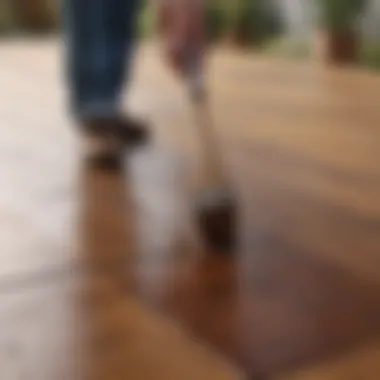 Applying Stain for a Flawless Finish Deck being stained with precision