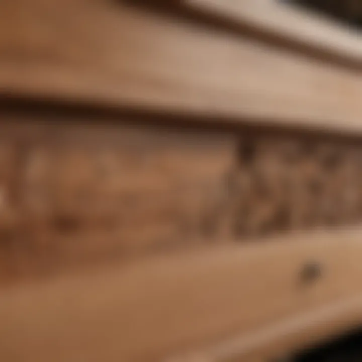 Close-up of different wood types used in furniture making