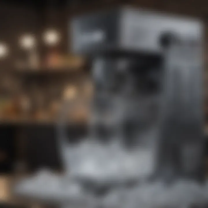An ice crusher in action, creating fine ice for drinks