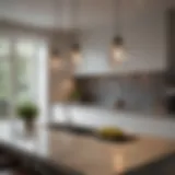 Elegant pendant lights over a modern kitchen island