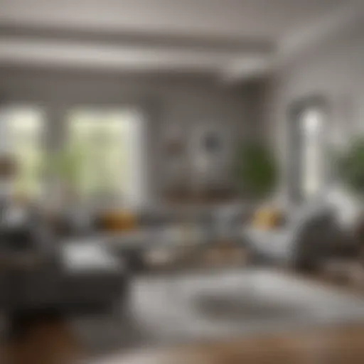 Stylish gray sectional couch in a modern living room setting