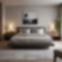 Stylish bedroom layout with modern furniture