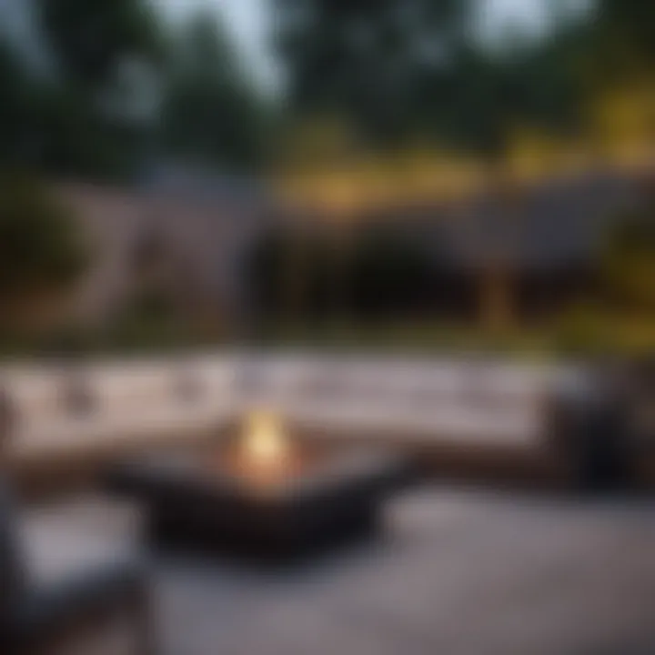 Contemporary lounge area with fire pit