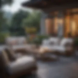 Elegant outdoor seating arrangement with cushions