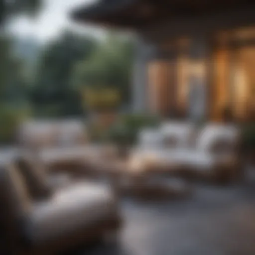 Elegant outdoor seating arrangement with cushions