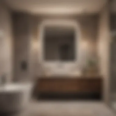 Luxurious Fixtures and Lighting Luxurious bathroom with modern fixtures and ambient lighting