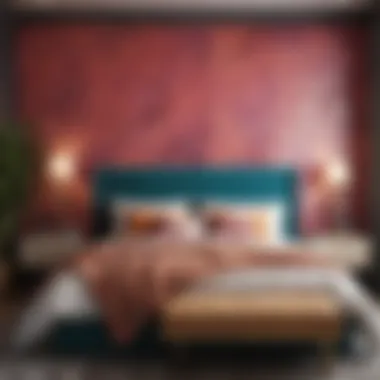 Colorful accent wall with decorative elements