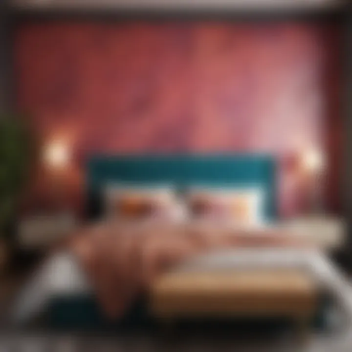 Colorful accent wall with decorative elements