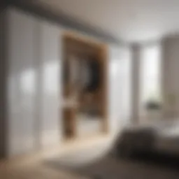 Modern wardrobe integrated into a minimalist bedroom