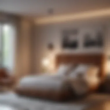 Contemporary lighting fixtures enhancing a stylish bedroom atmosphere