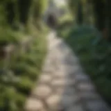 Elegant stone pathway weaving through lush greenery