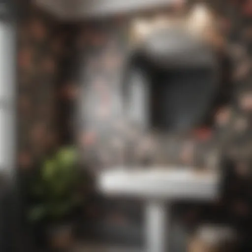 Elegant floral wallpaper in a guest bathroom