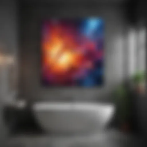 Elegant large canvas art featuring abstract designs suitable for bathroom