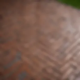 Elegant herringbone brick pattern enhancing outdoor patio aesthetics