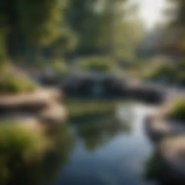 Serene pond pool with natural stone elements