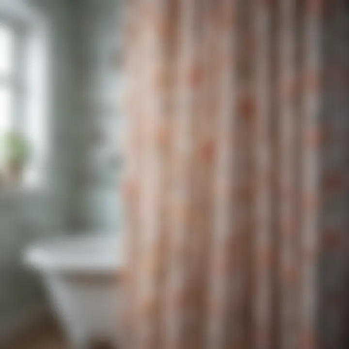 Vintage floral shower curtain in soft pastel colors