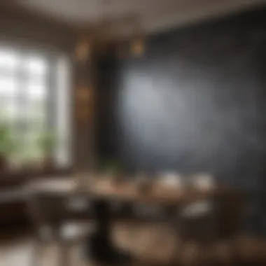 Dining area decorated with artistic wall patterns