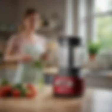 User enjoying the convenience of the Kitchen Aid corded blender in action