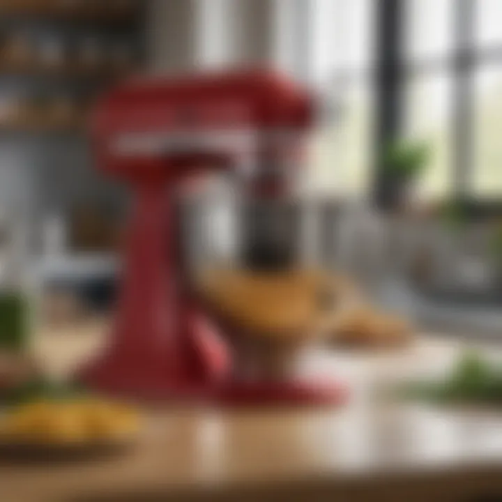 KitchenAid Artisan mixer in action, demonstrating its capabilities with various ingredients.