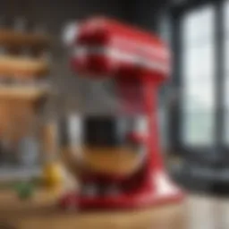 Close-up view of the KitchenAid Artisan mixer showcasing its sleek design and vibrant colors.