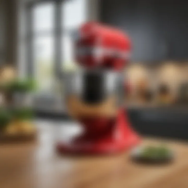 A well-maintained KitchenAid Artisan mixer positioned in a stylish kitchen setting.