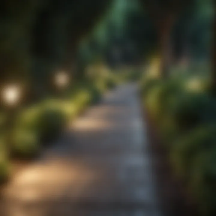 Elegant path lighting guiding through a lush garden