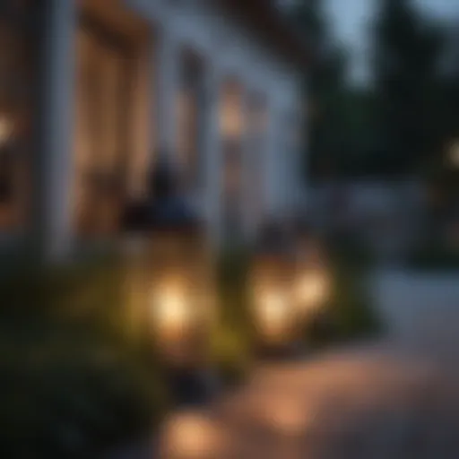 Elegant patio lanterns illuminating a serene outdoor space at dusk