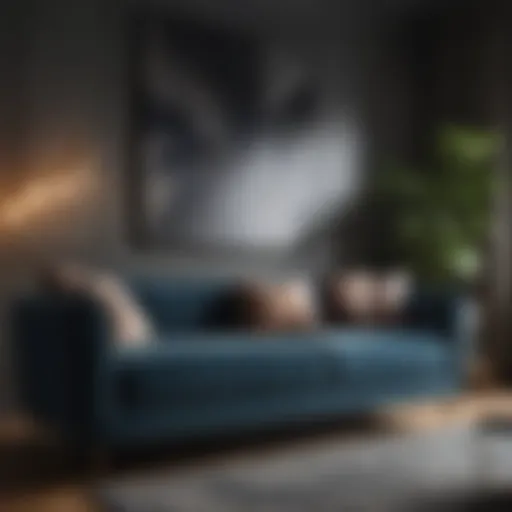 Luxurious velvet sofa in a modern living room setting