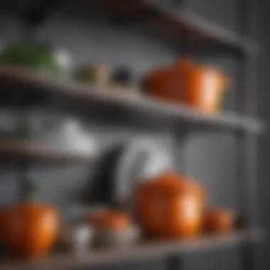 Close-up of high-quality materials used in Le Creuset shelving