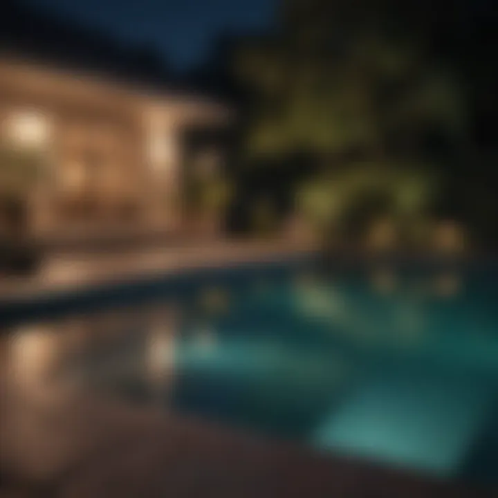 Elegant low voltage lighting illuminating a tranquil pool at night