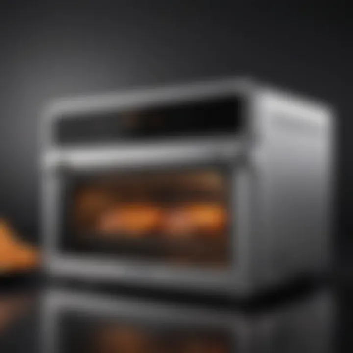 An air fryer oven showcasing its sleek design and digital interface.