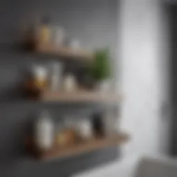 Stylish thin shelves showcasing bathroom essentials