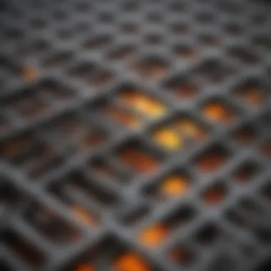 Detailed view of various materials used for stove grates, illustrating different cleaning requirements.