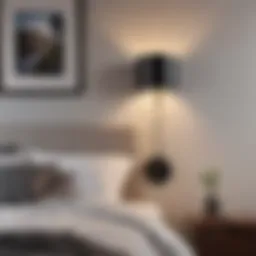 Sleek modern wall-mounted bedside lamp illuminating a contemporary bedroom
