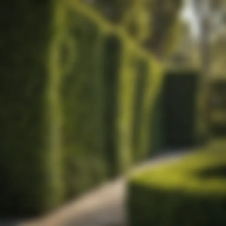 A beautifully landscaped garden with hedge trees providing shade and aesthetic appeal