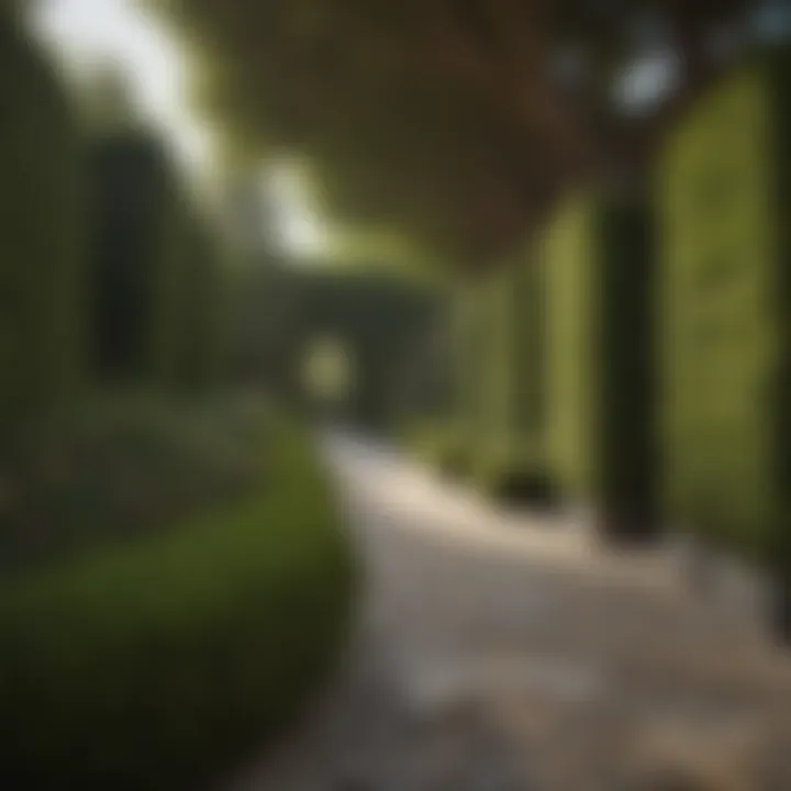 A serene outdoor space enhanced by strategically placed hedge trees