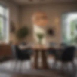 Elegant wooden dining table set in a modern interior