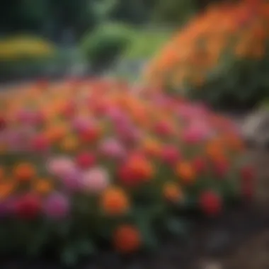 Close-up of a colorful flower bed in full bloom