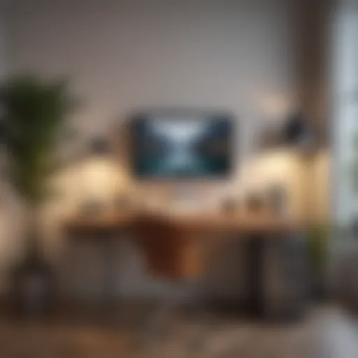 A stylish modern computer desk showcased in a chic office space