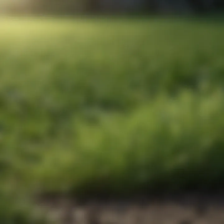 Lush green lawn with freshly spread grass seed