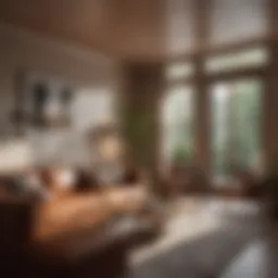 Soft ambient lighting in a cozy small living room, creating an inviting atmosphere.